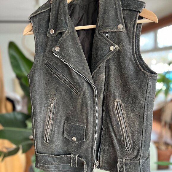 Vintage Genuine Leather Motorcycle Vest (70s-80s) - Picture 1 of 7